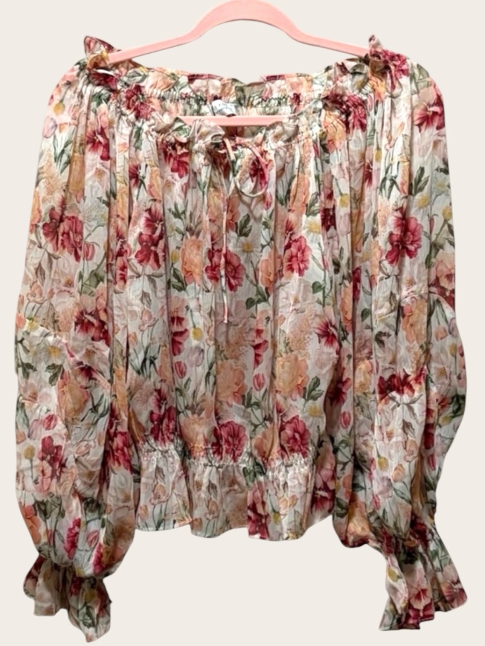 Dress Forum Floral Off Shoulder Peasant Blouse Women’s L